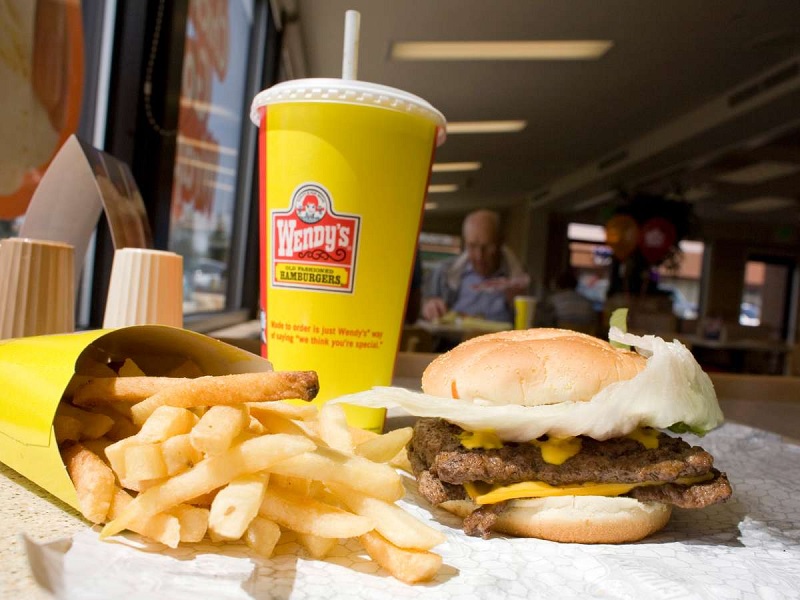 Wendy's burger menu with prices